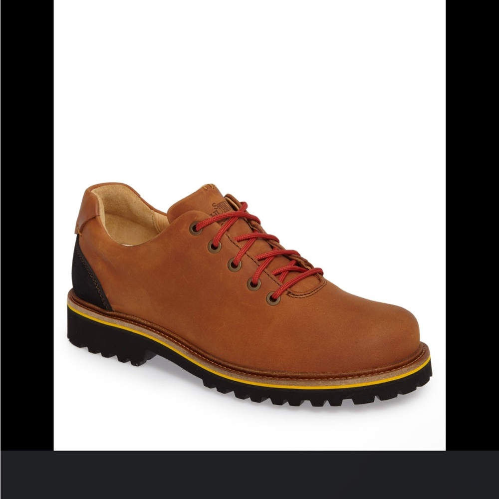 Brown Leather Oxfords with Red Laces